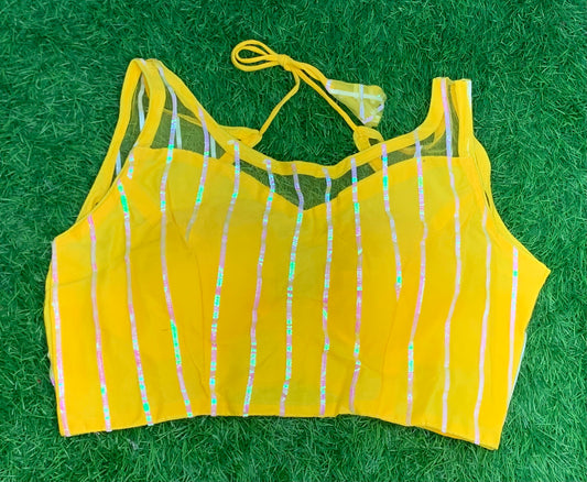 Yellow colour with hands fancy blouse