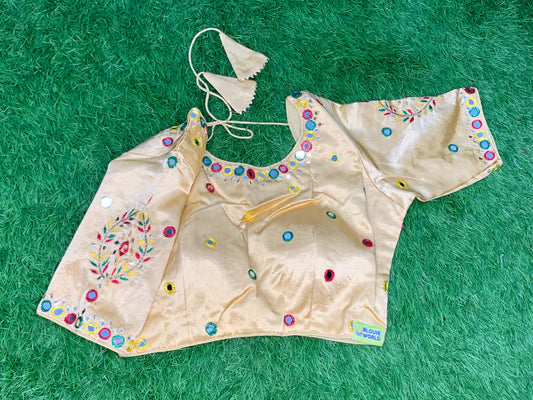 Golden mirror work blouse