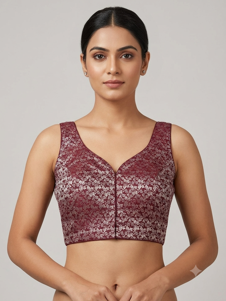 Sleeveless banaras blouse(inside hands available)