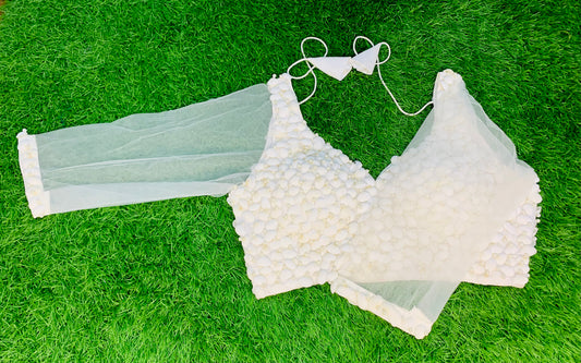 Moti shells blouses off white colour
