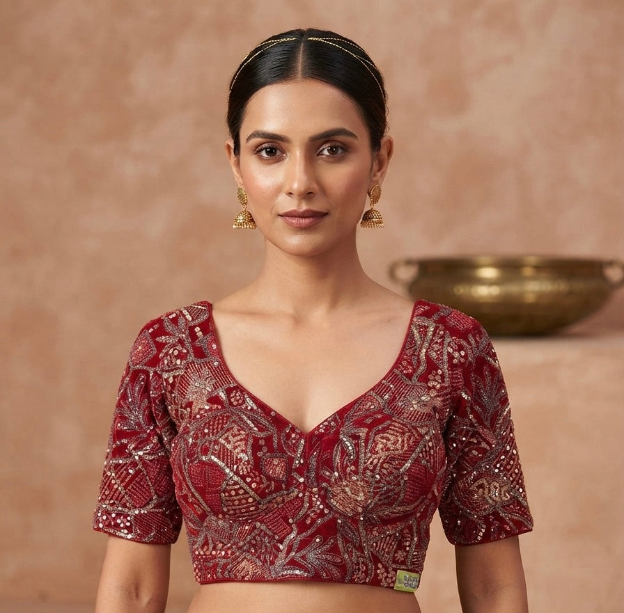 Designer fancy velvet blouse