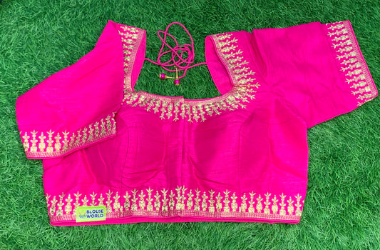 Pink gold zari embroidery blouse