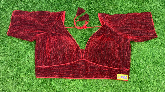 Marron with black shiny fancy blouse