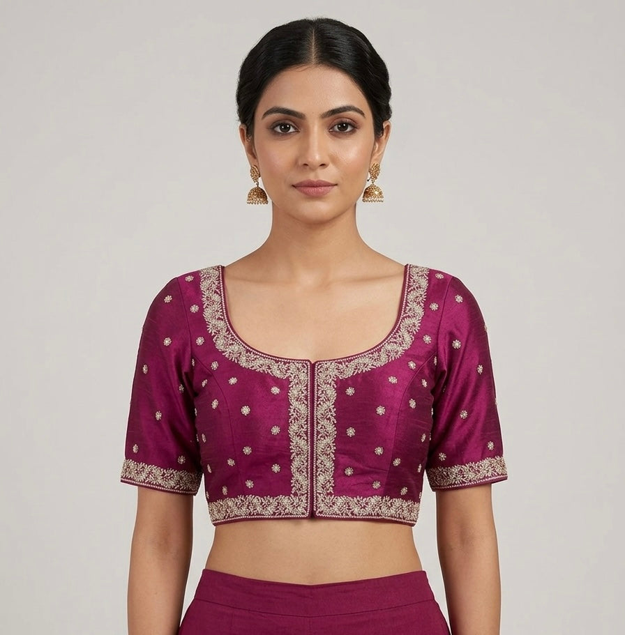 Silver heavy embroidery blouses