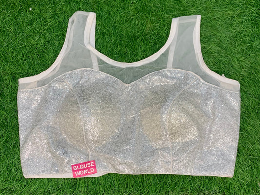 Small sequence work back net pattern sleeveless blouse