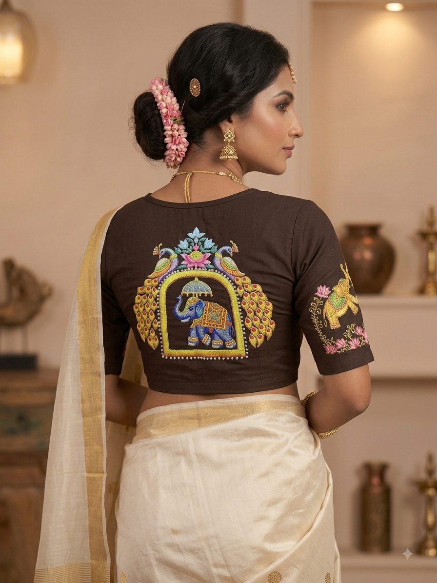Elephant 🐘 peacock 🦚 printed stretchable blouse 👚 (xl size)