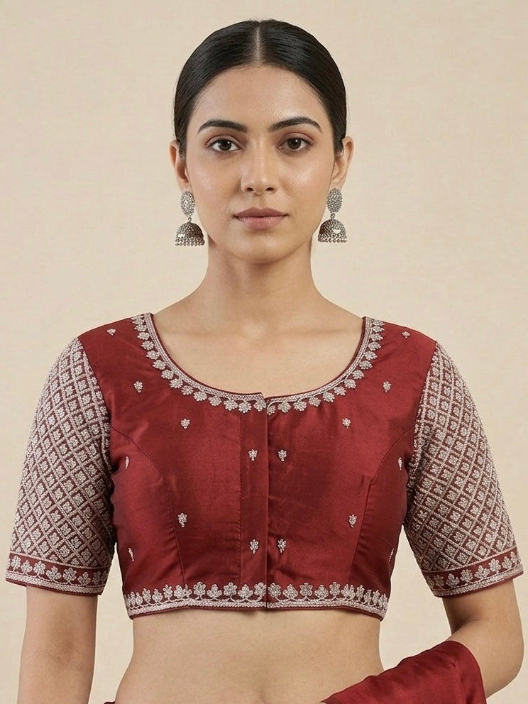 Silver Embroidery work blouse