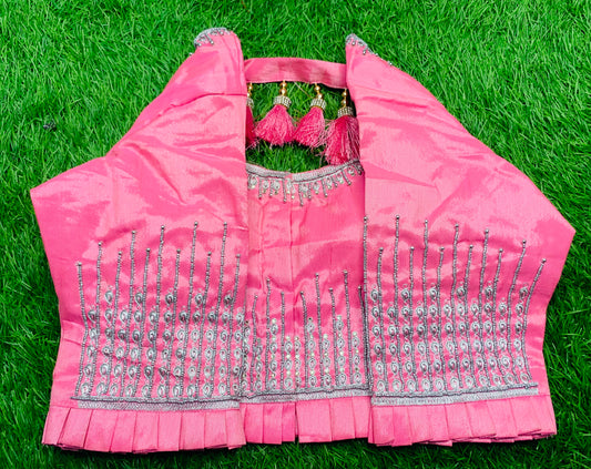 Baby pink silver work blouse 👚