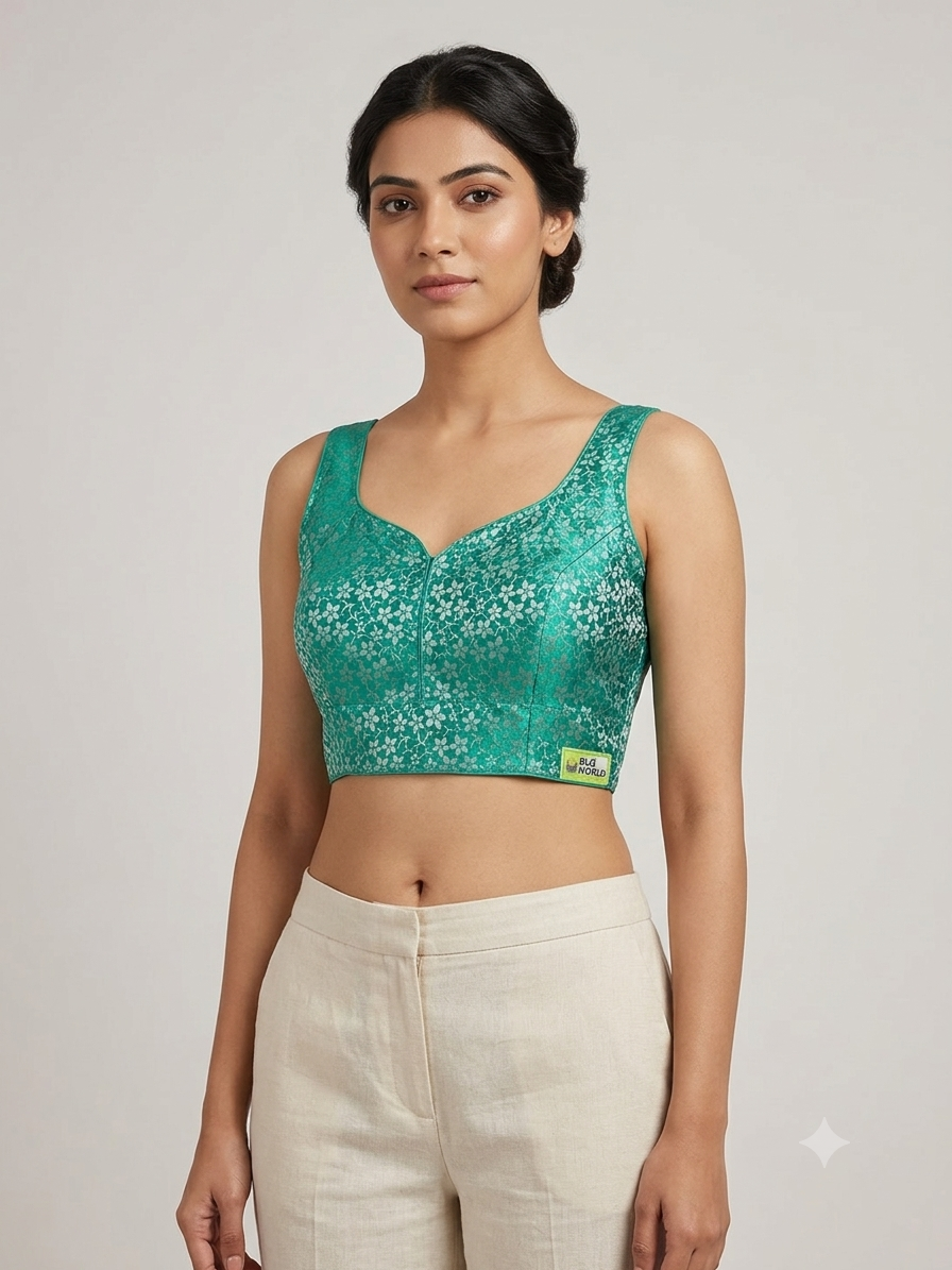 Sleeveless banaras blouse(inside hands available)