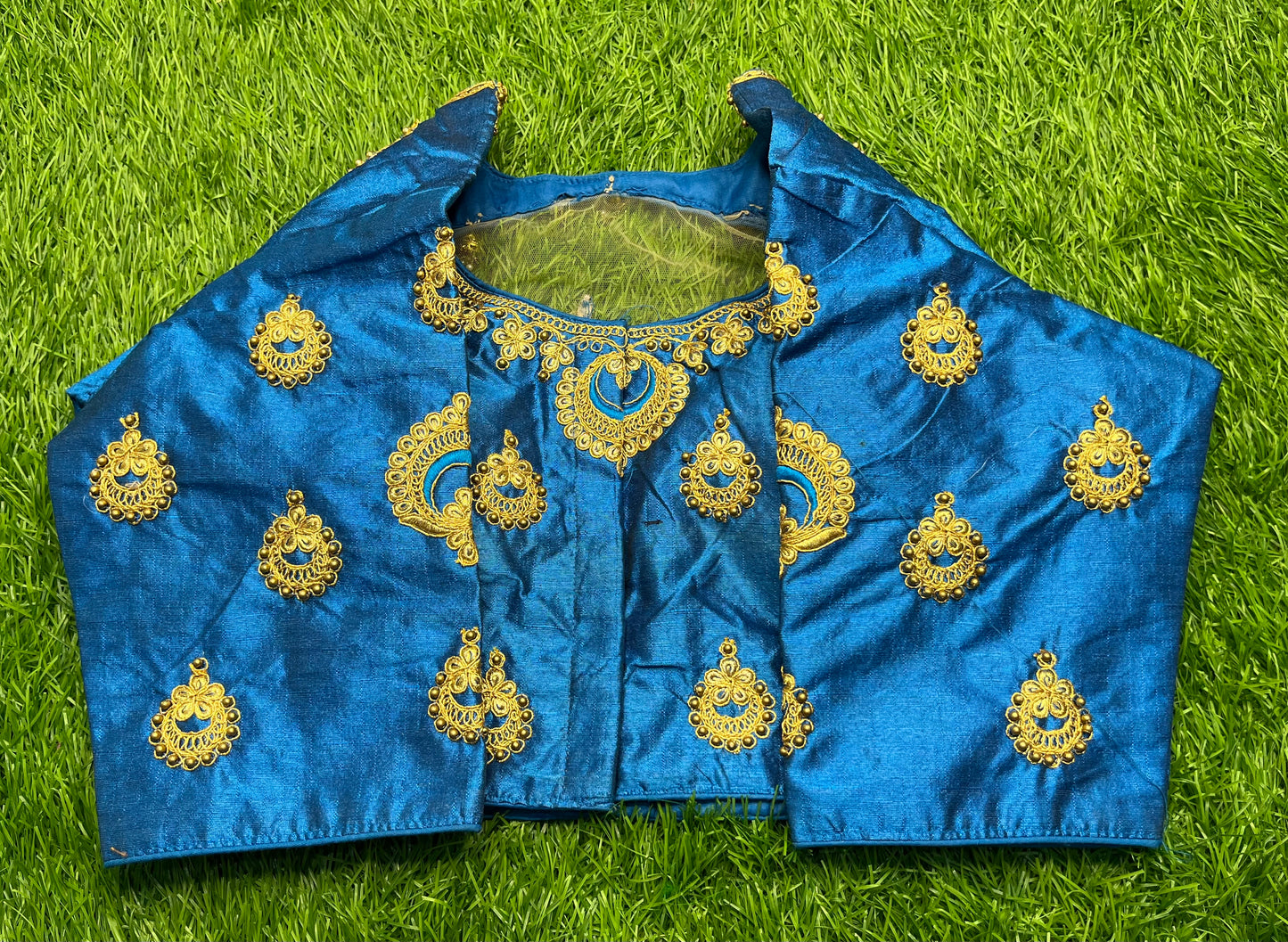 Blue colour wedding bharaat blouse