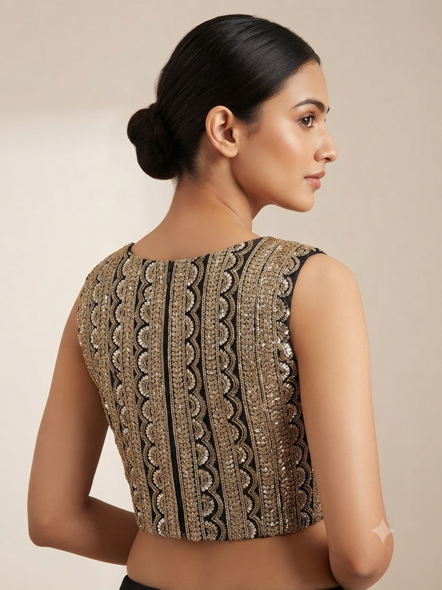 Premium embroidery work sleeveless V-neck Blouse 👚