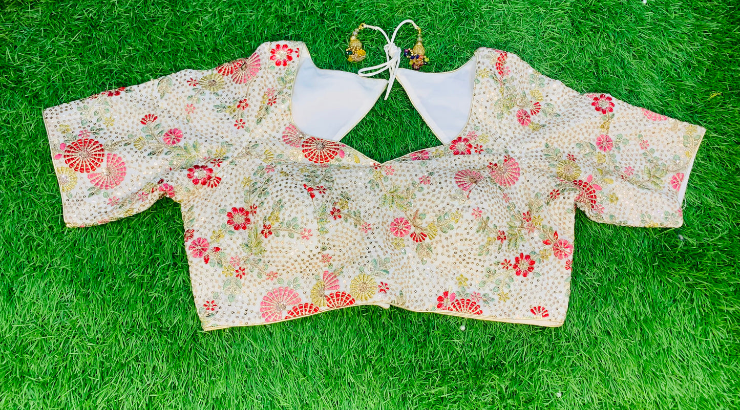 Cream multicolour blouse