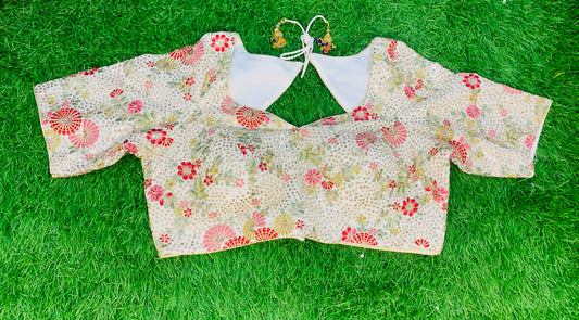 Cream multicolour blouse