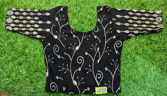 Black Strectable blouse golden zari blouse xl size