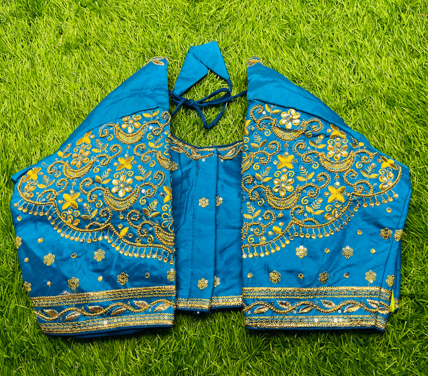 Sky blue colour hand work blouse 👚