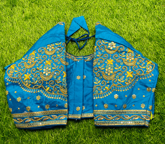 Sky blue colour hand work blouse 👚