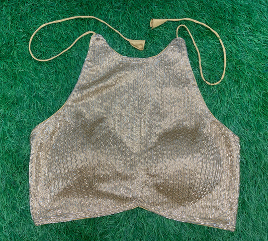 Golden kardana alter neck backless blouse