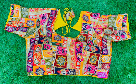 Yellow multicolour blouse