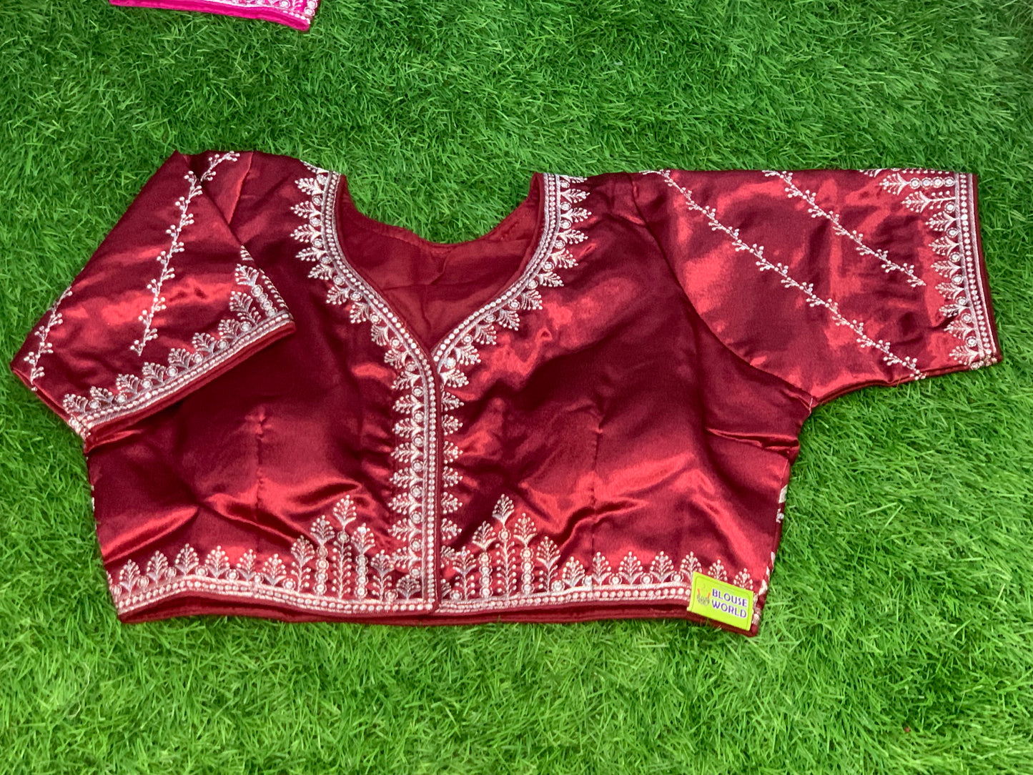 Marron silver peacock designer blouse