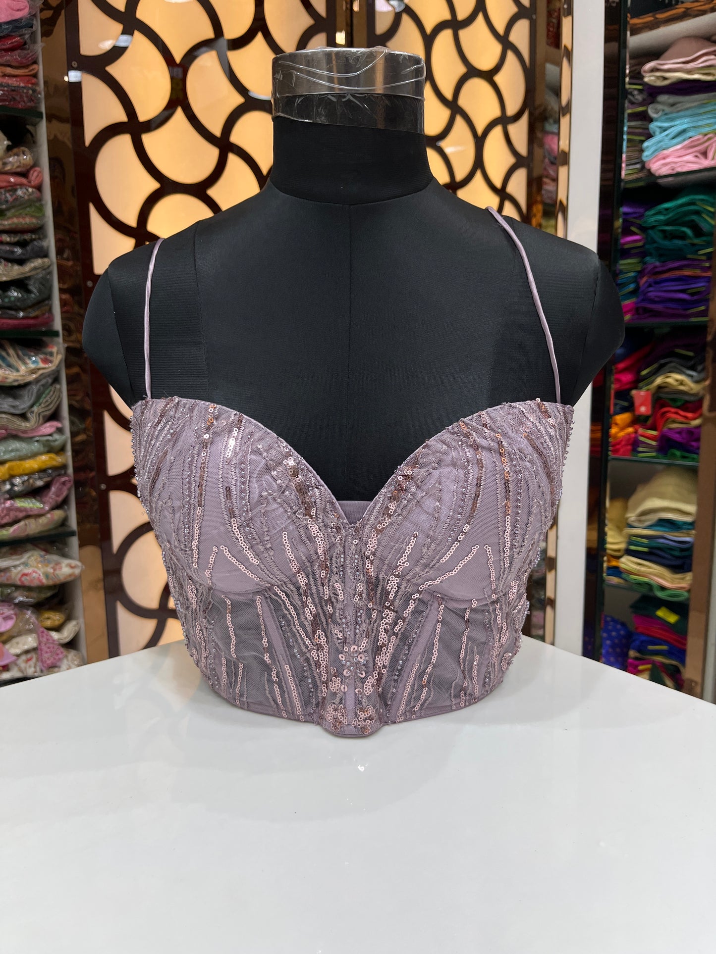 Fancy sequence Cordset blouse sleeveless backless