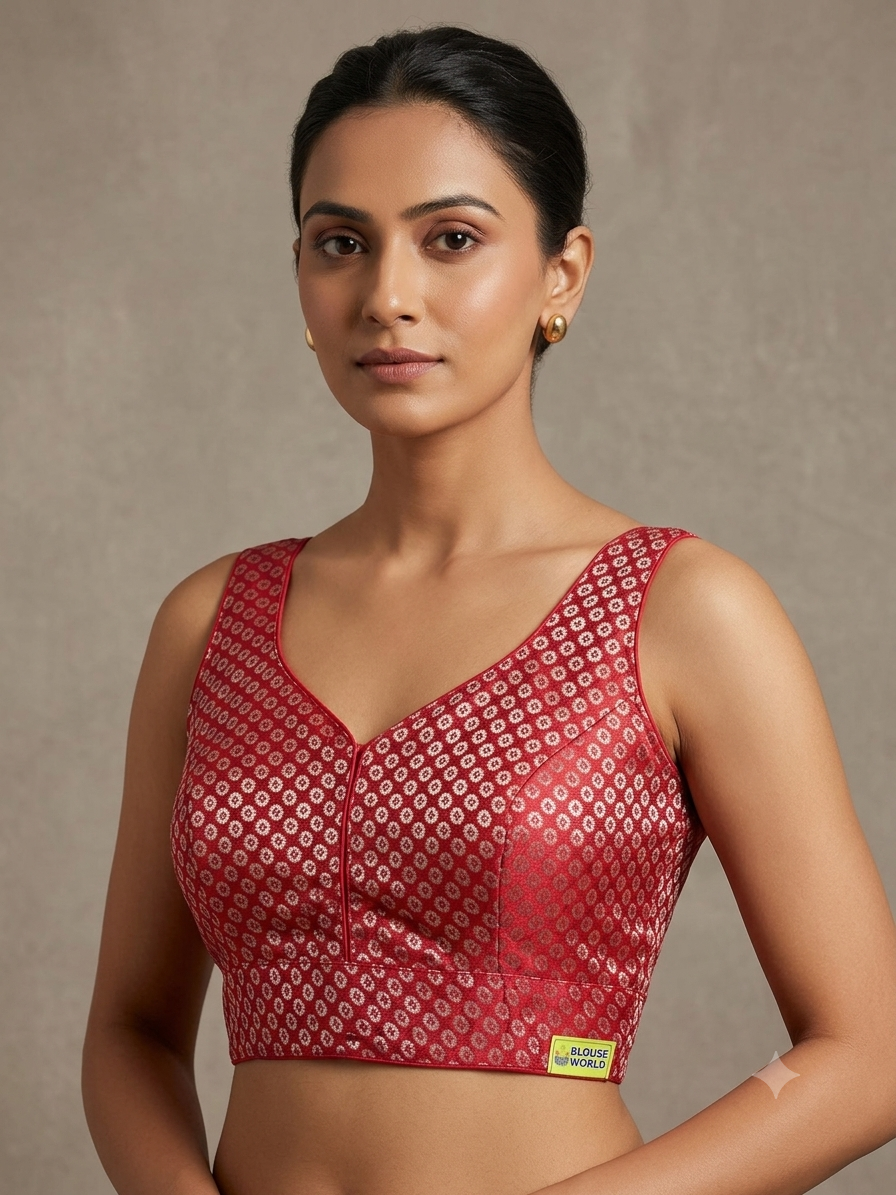 Sleeveless banaras blouse(inside hands available)