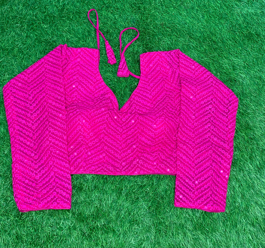 Full hands pink blouse