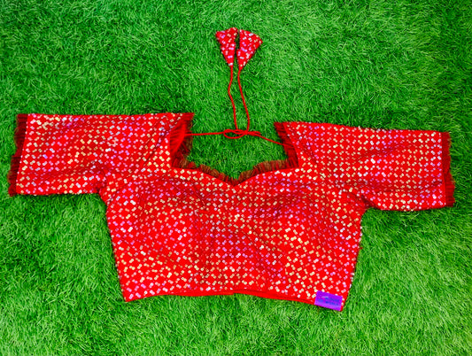 Red with hands fancy blouse