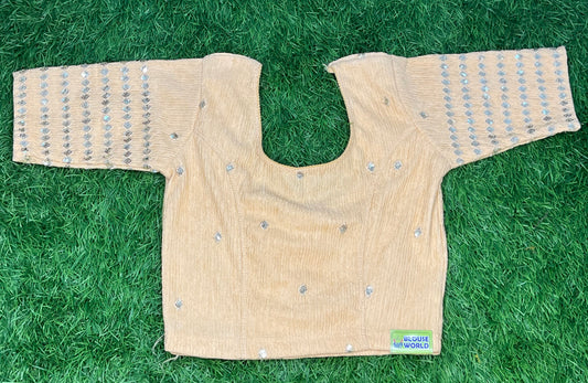 Cream colour sequence Strectable blouse XXL size