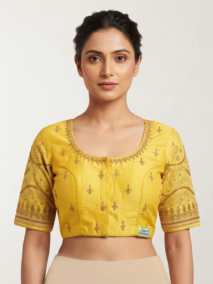 Yellow maggam work blouse 👚