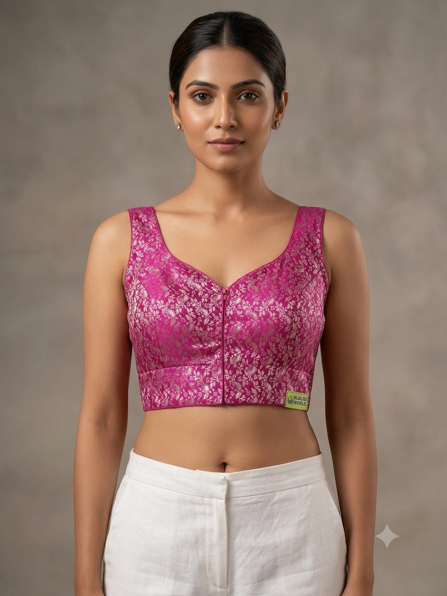 Sleeveless banaras blouse(inside hands available)