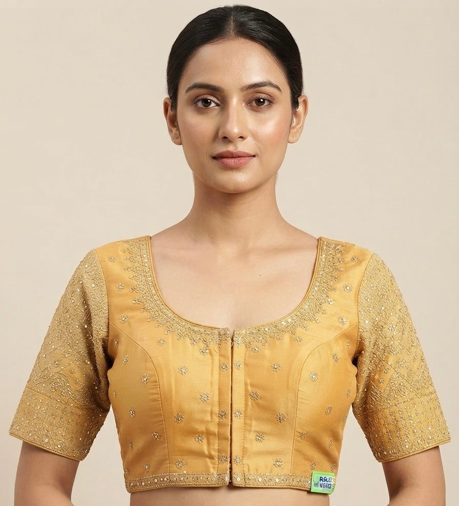 Cream gold embroidery work Blouse 👚
