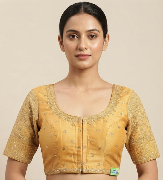Cream gold embroidery work Blouse 👚