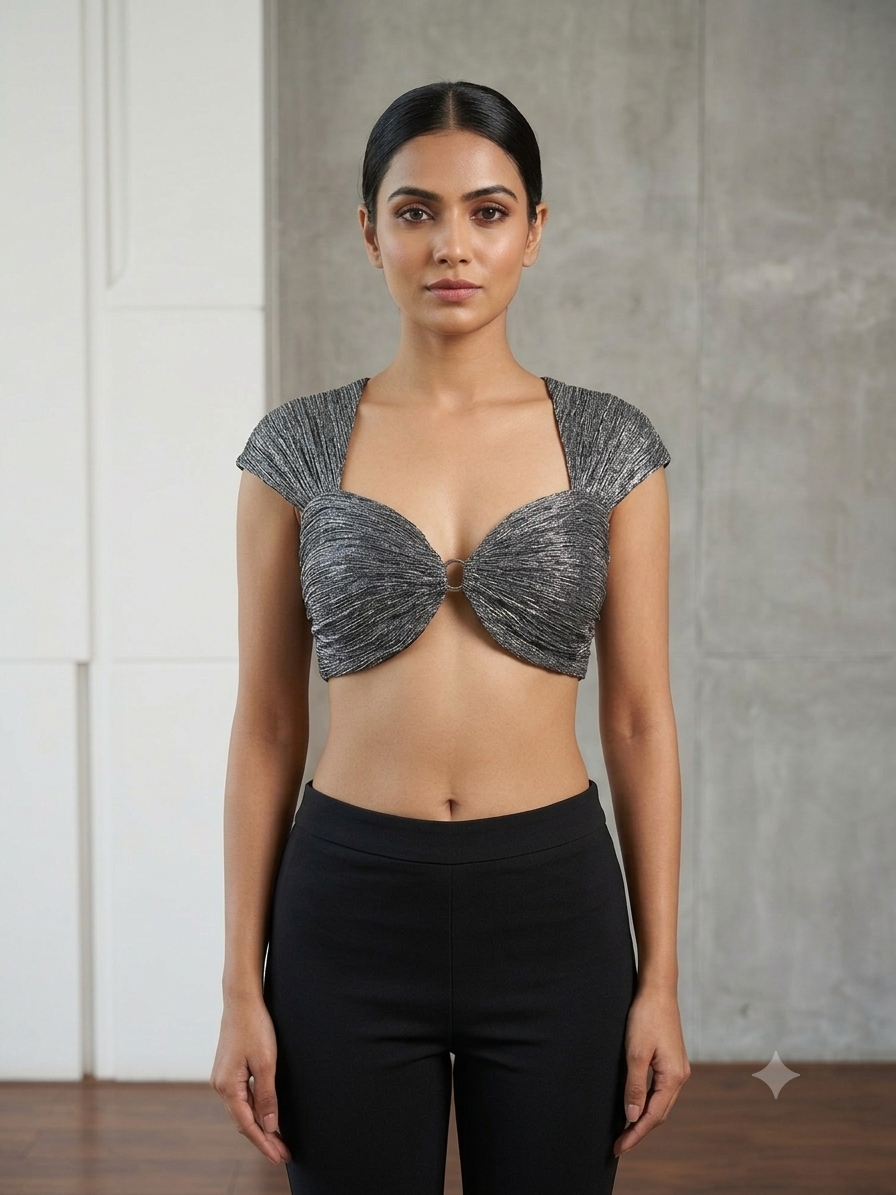 Metallic grey sleeveless designer blouse 👚