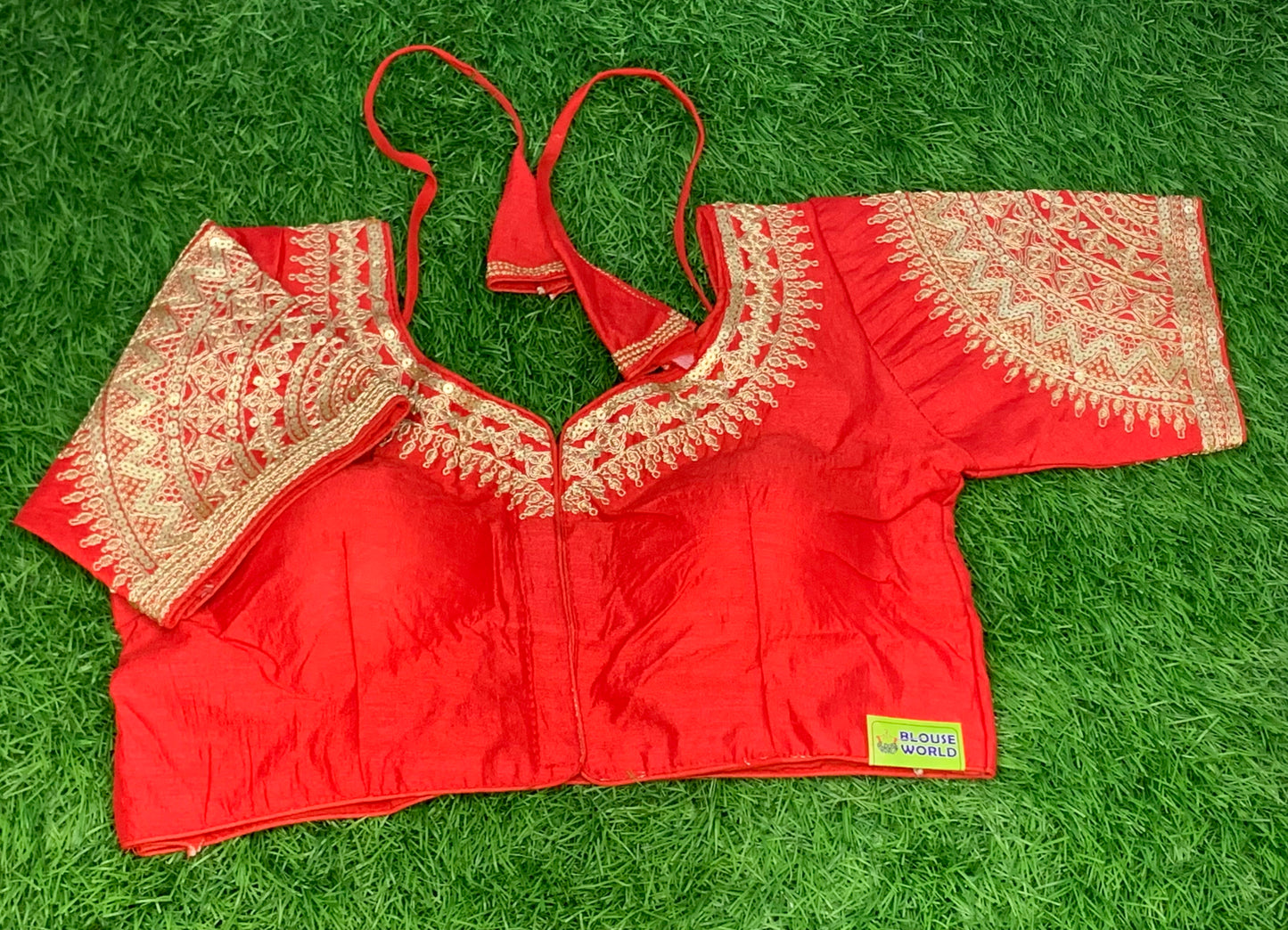 Red with golden hands heavy work blouse