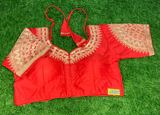 Red with golden hands heavy work blouse
