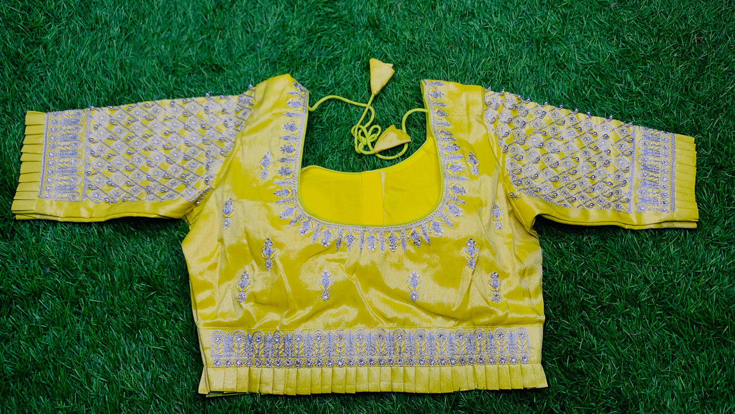 Lemon yellow heavy designer blouse 👚