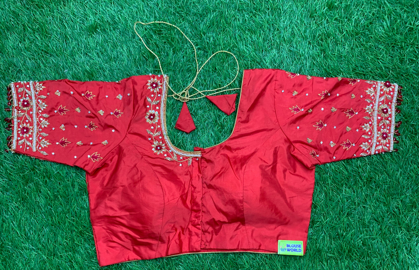 Red colour designer maggam blouse