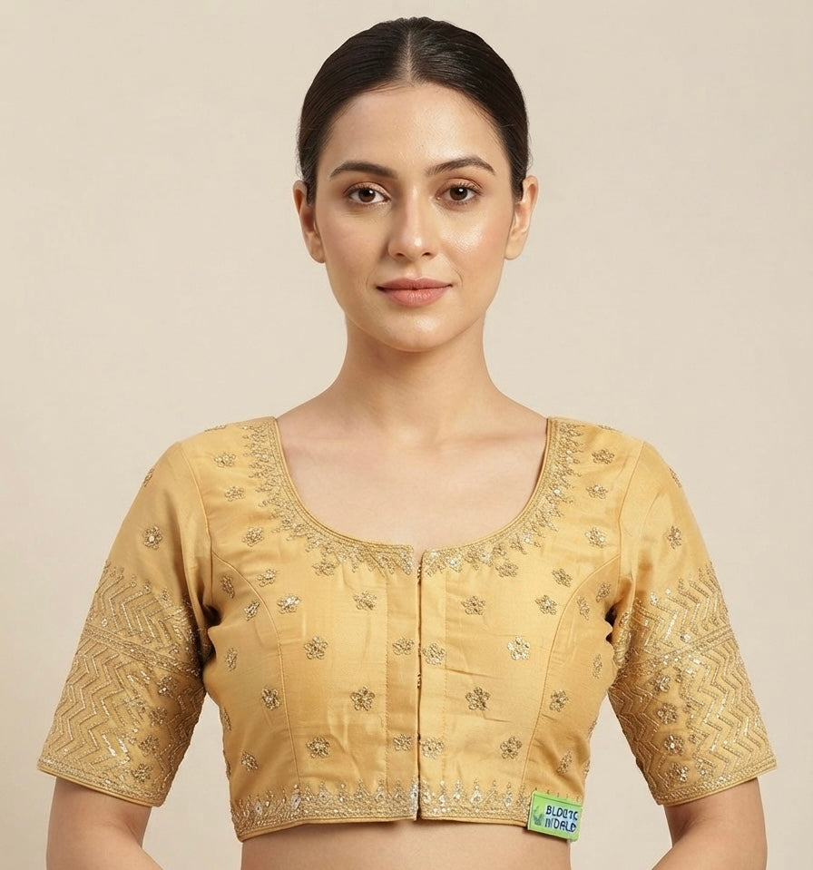 Cream gold embroidery work Blouse 👚