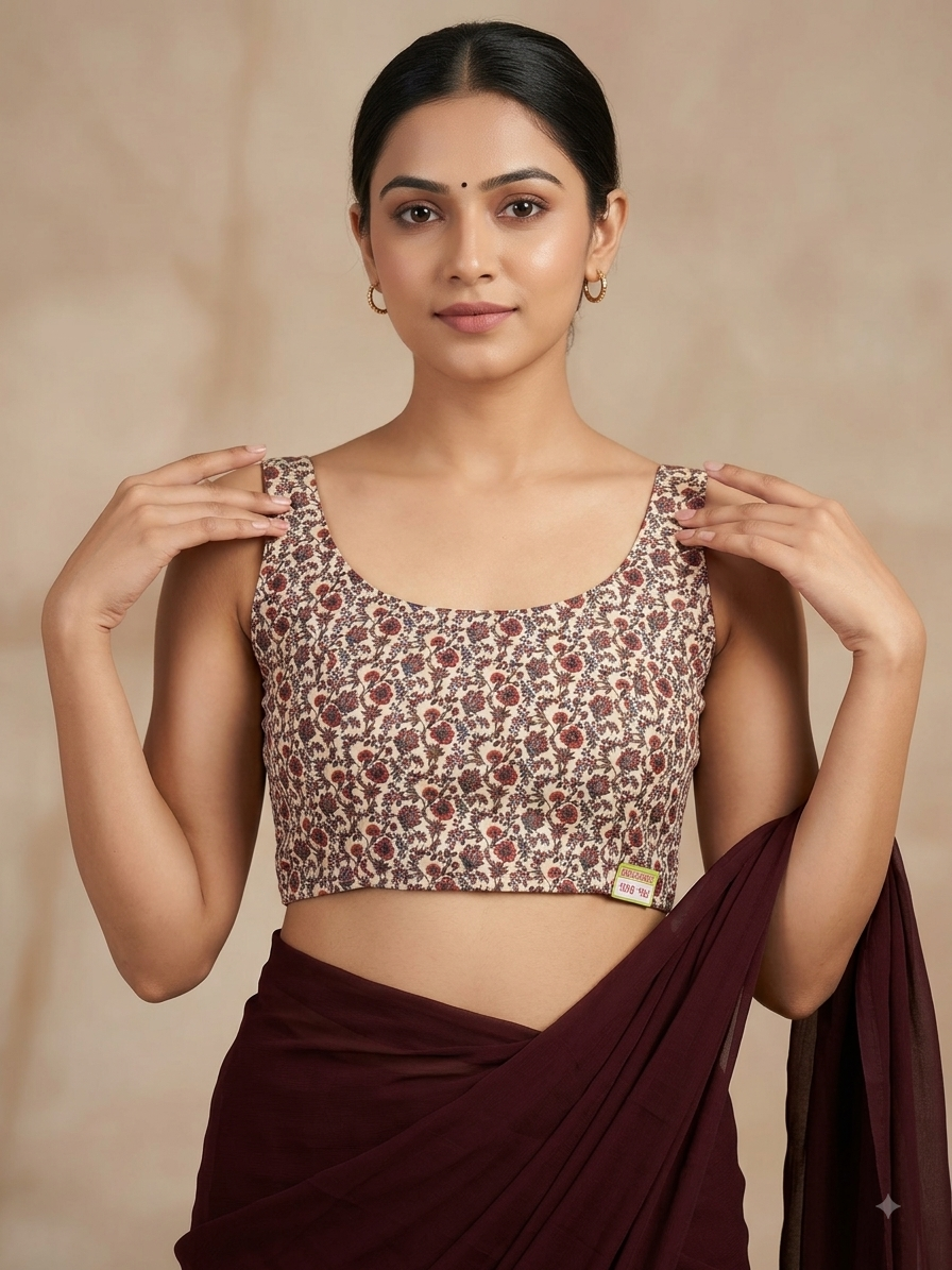 2-in-1 kalmkari blouse side Strectable sleeveless blouse 👚