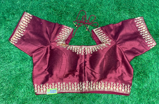 Marron colour with embroidery blouse