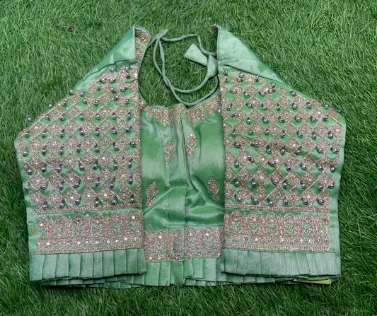 Mint green heavy hand work blouse 👚