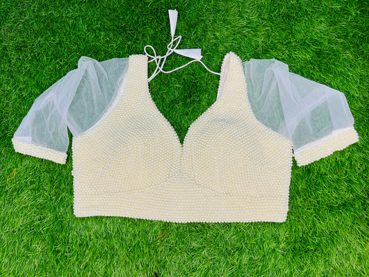 Pearl blouse with net hands