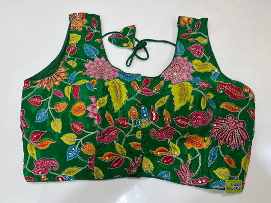 Bottle green flower designer blouse 👚 with hands plus size