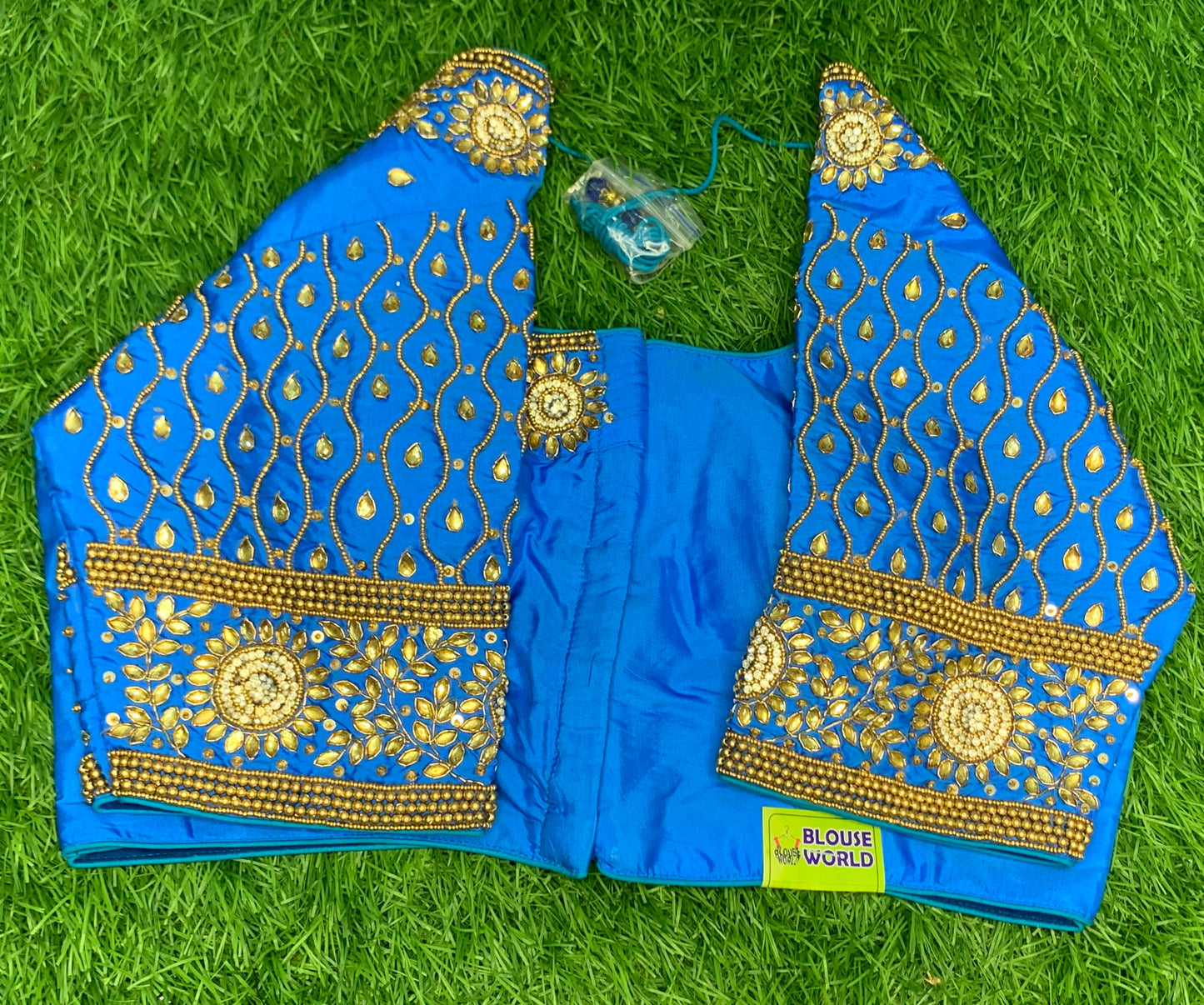 Hand work maggam work Sky blue colour blouse