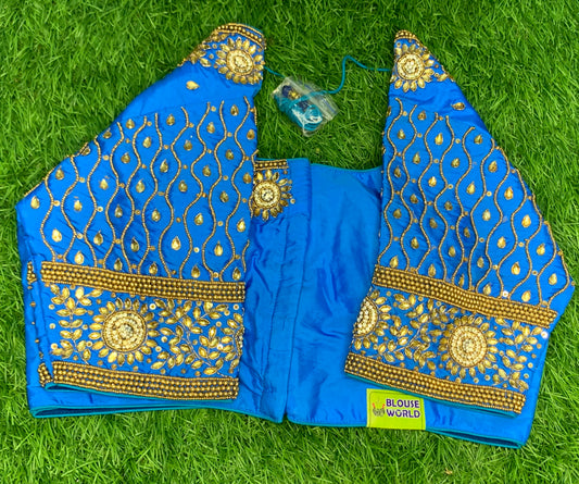 Hand work maggam work Sky blue colour blouse