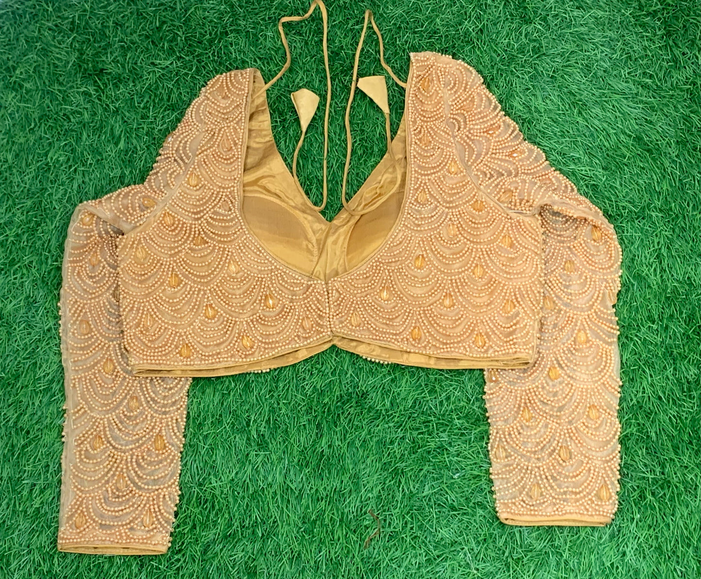 Golden full hands Pearl blouse