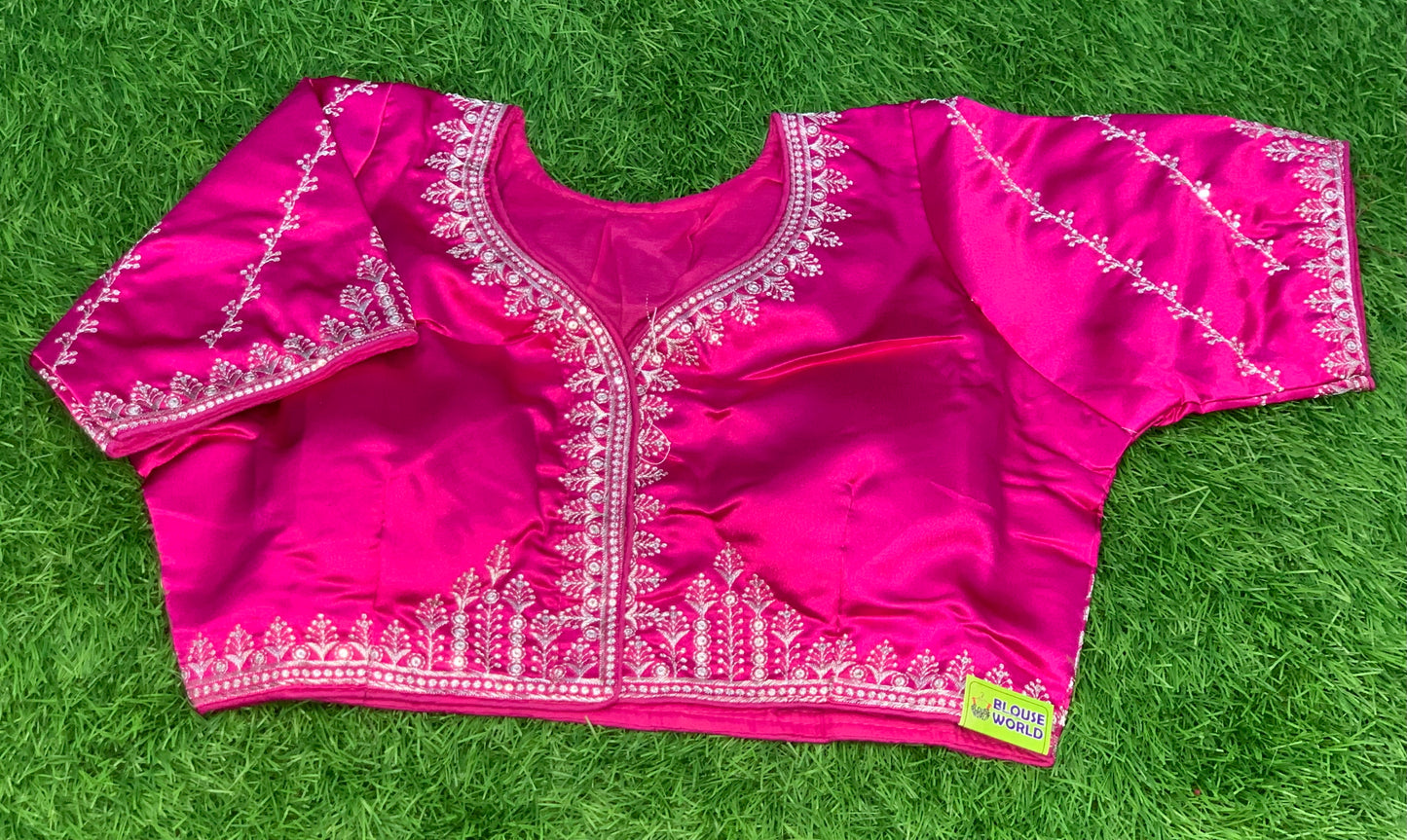 Hot Rani pink with silver designer blouse