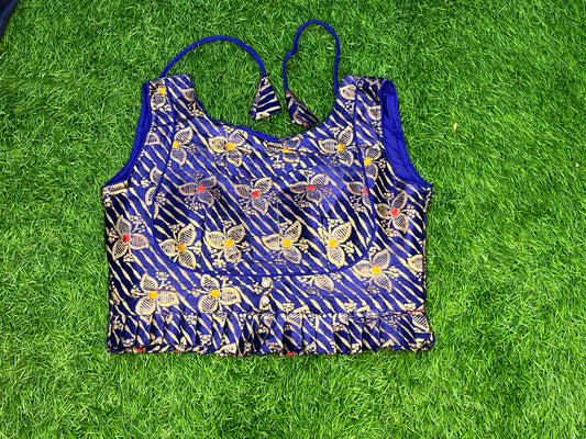 Royal blue crop top with hands