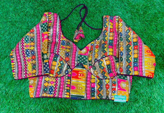 Multicolour fancy blouse with hands