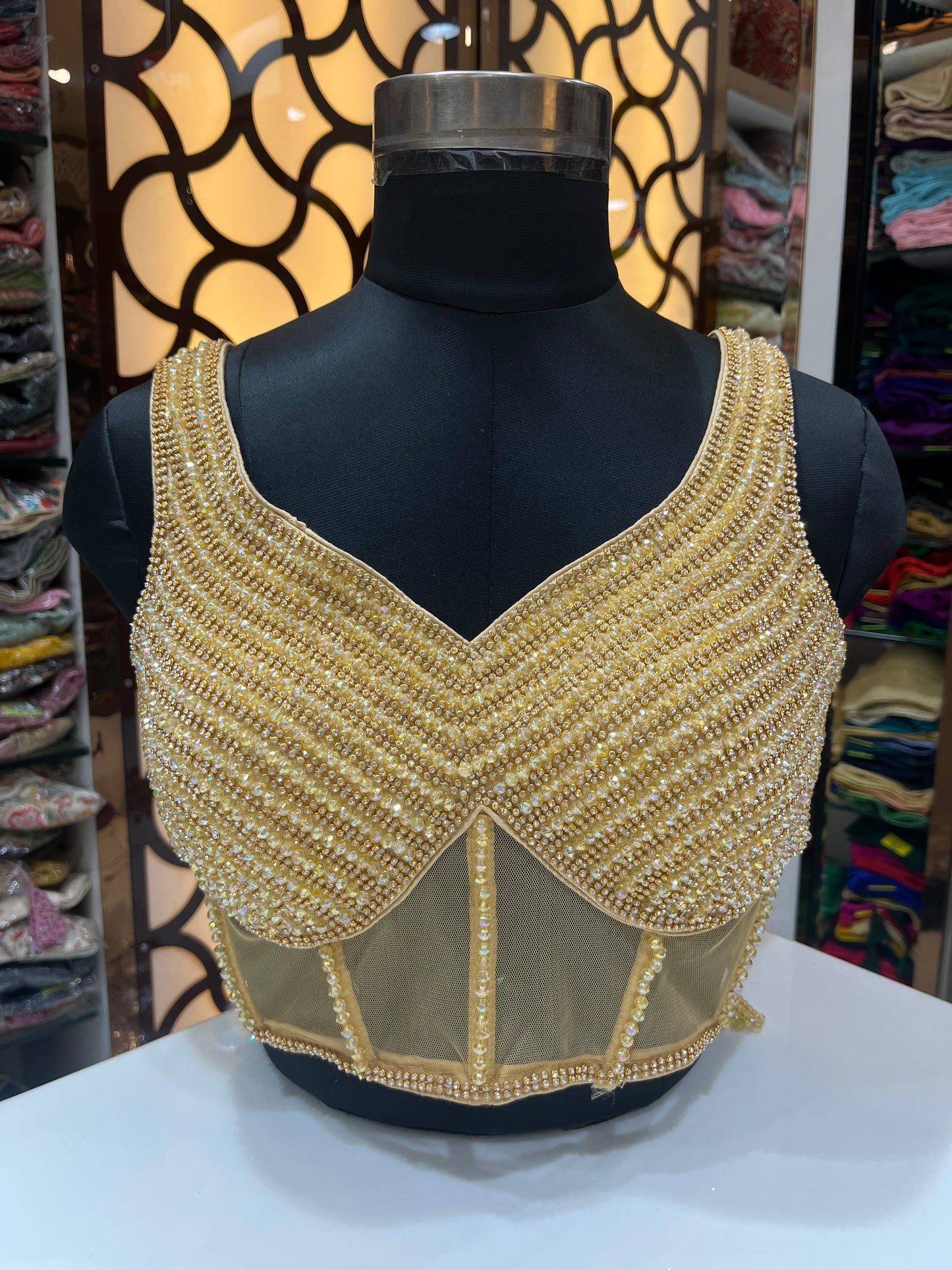 Golden crystal blouse sleeveless